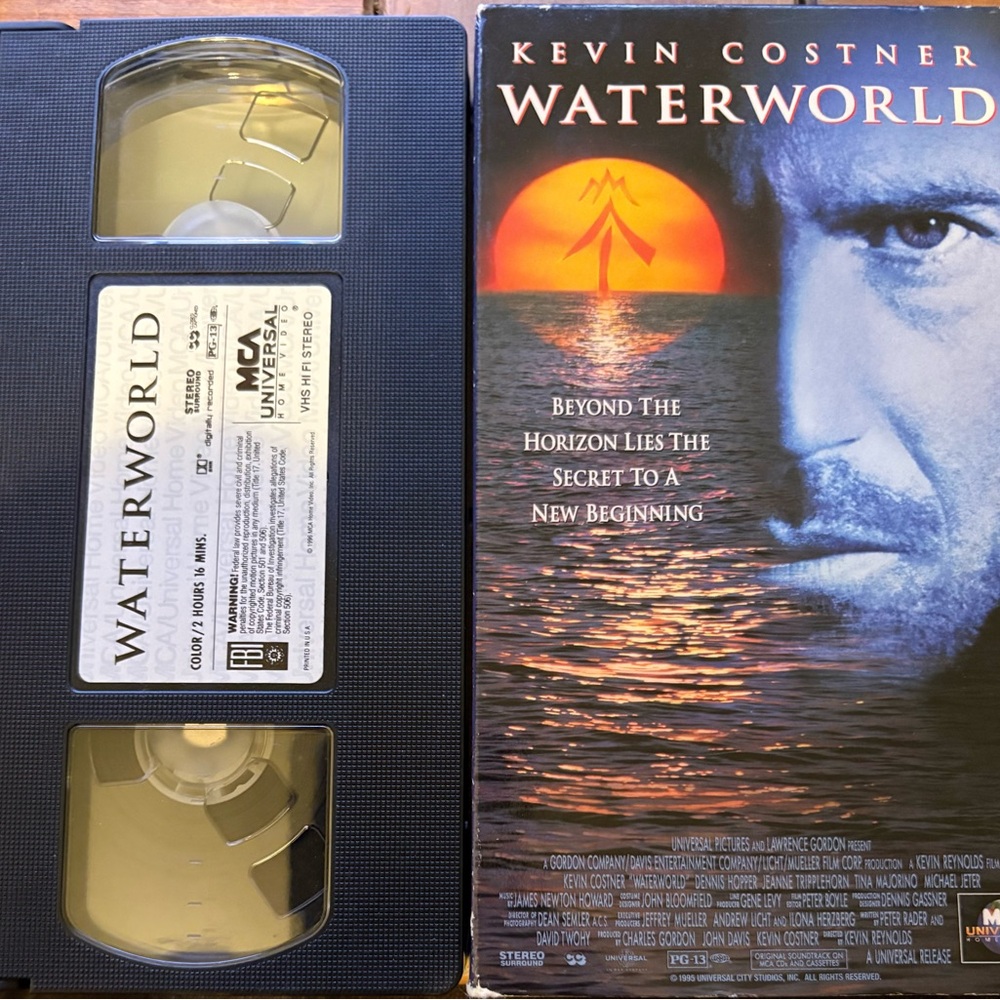 Universal Waterworld VHS with Dramatic Blue and Orange Cover